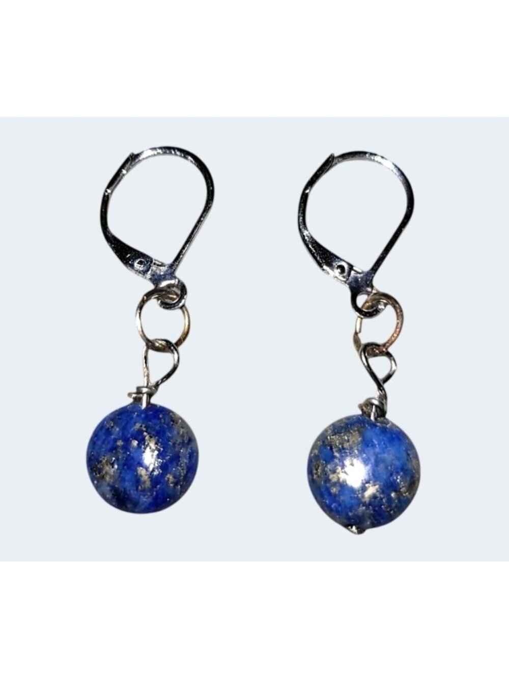 Vtg Deep Blue Lapis Lazuli Earrings with Golden Pyrite Flecks Pierced Earrings